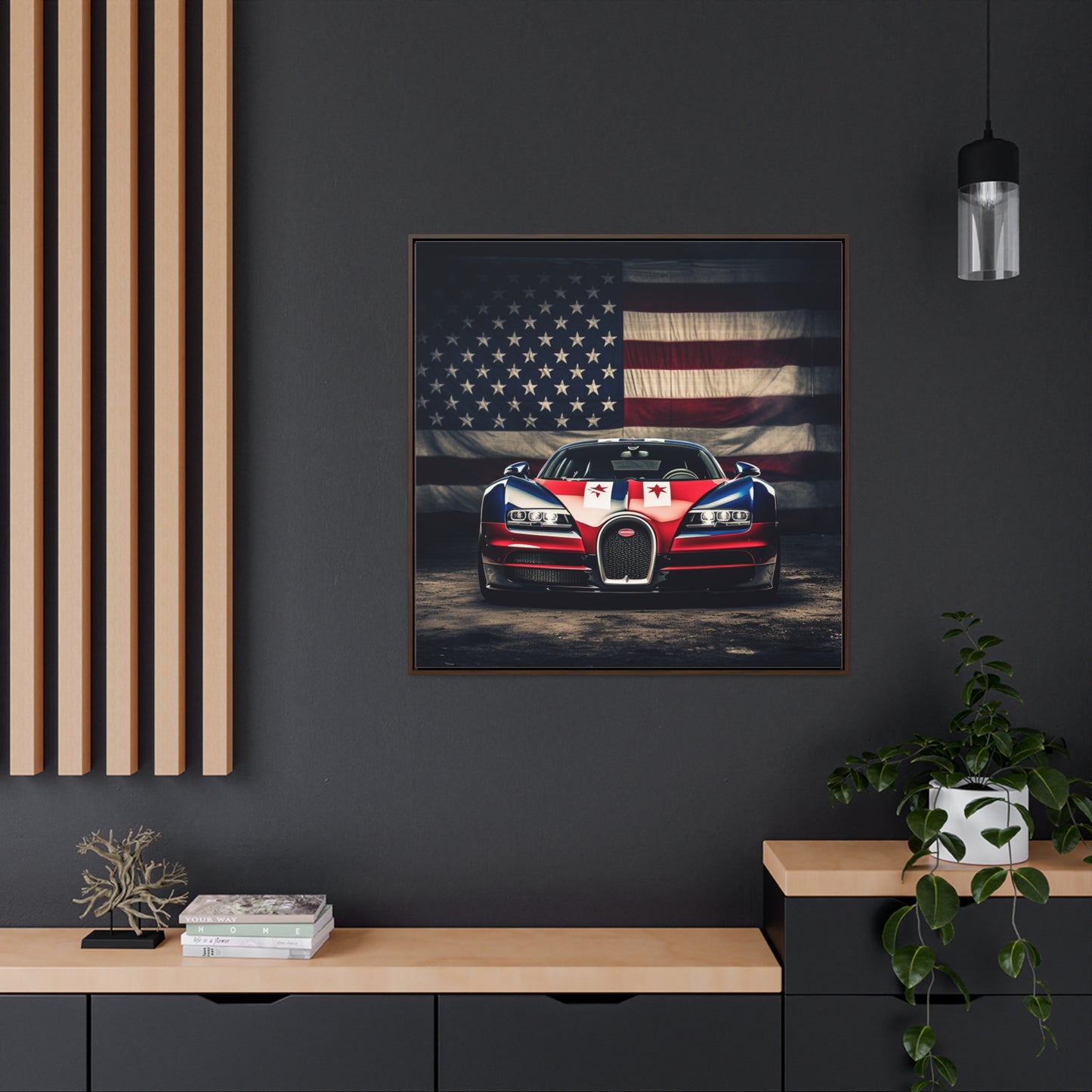 Gallery Canvas Wraps, Square Frame Bugatti American Flag 3