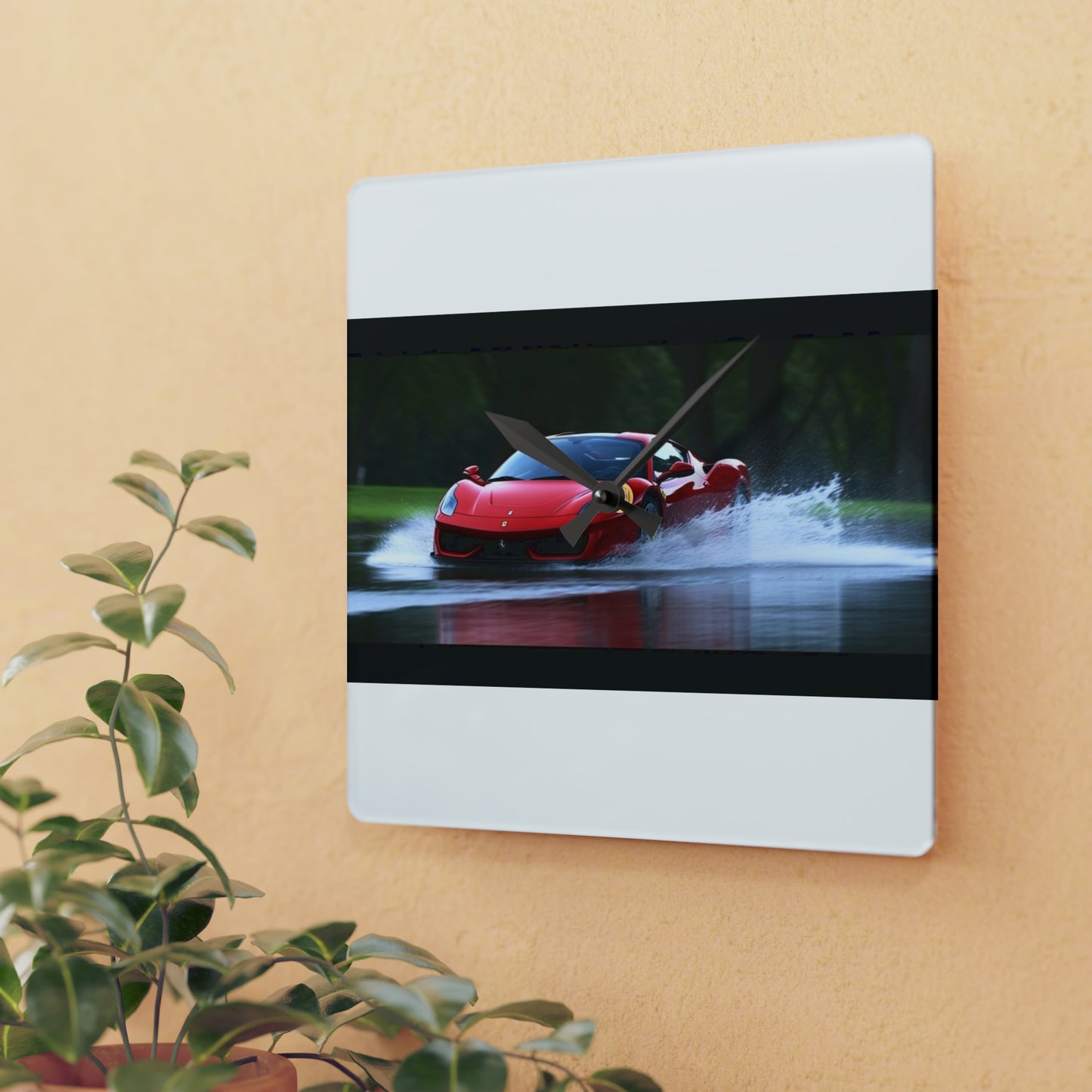 Acrylic Wall Clock Water Ferrari Splash 2