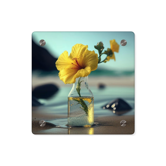 Acrylic Wall Art Panels Yellow Hibiscus glass 3