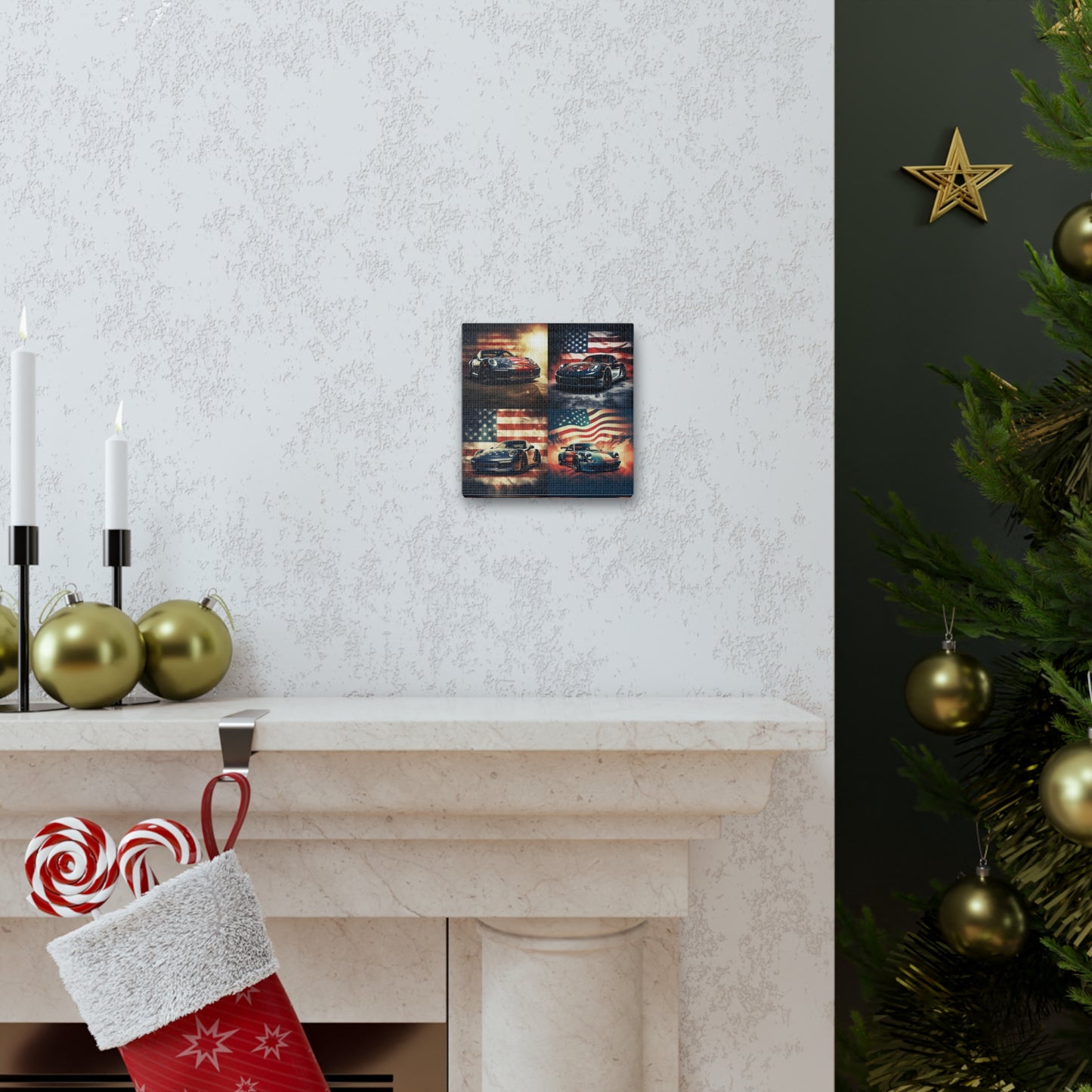 Canvas Gallery Wraps Abstract American Flag Background Porsche 5