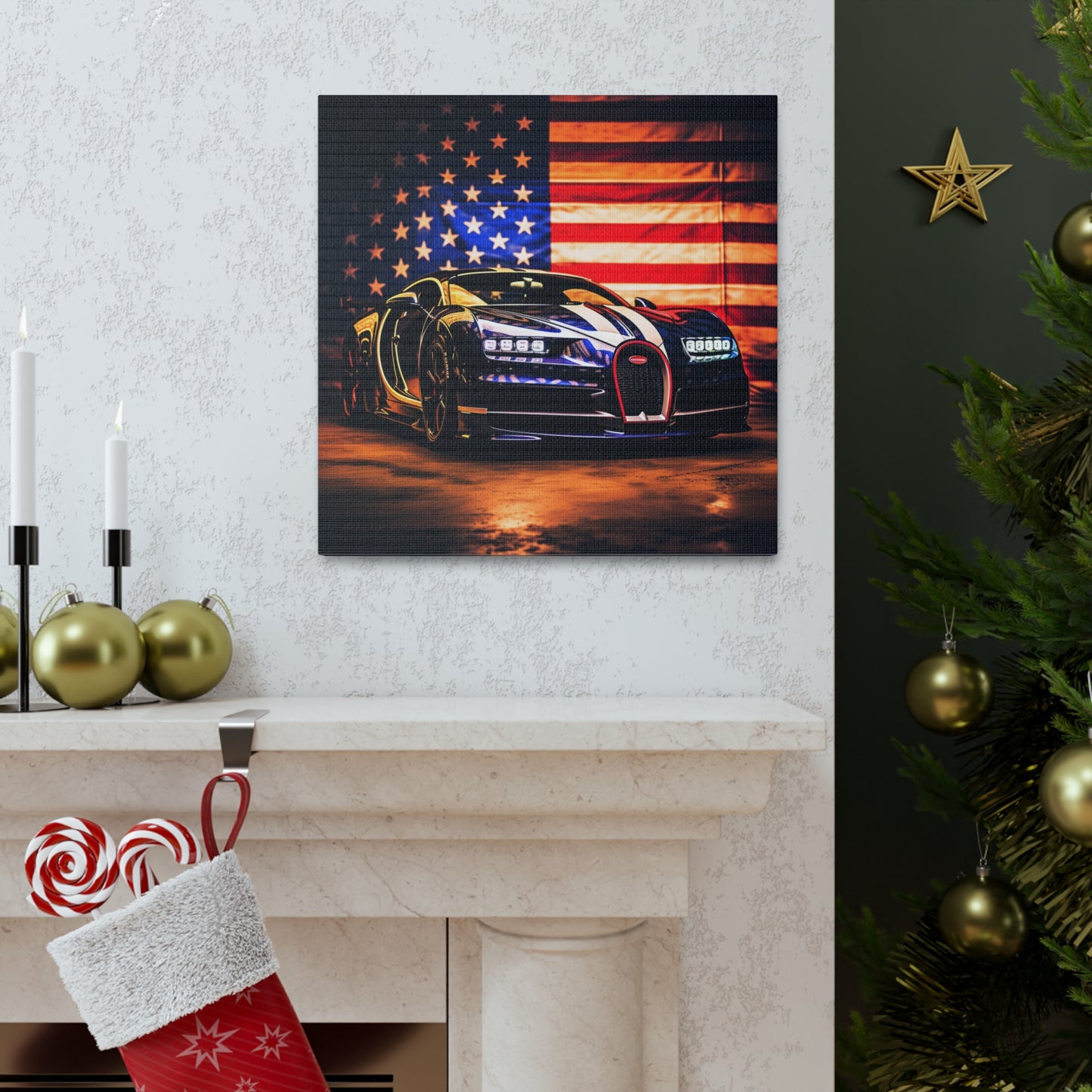 Canvas Gallery Wraps Macro Bugatti American Flag 4