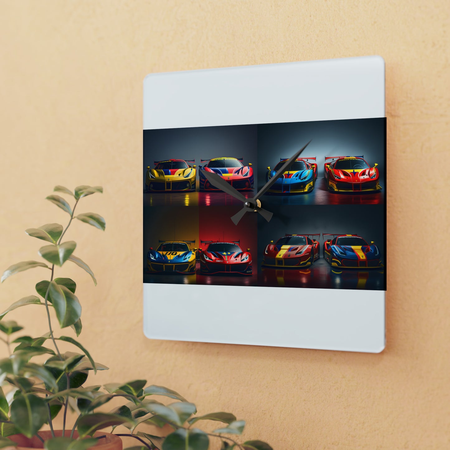 Acrylic Wall Clock Ferrari Red Blue 5