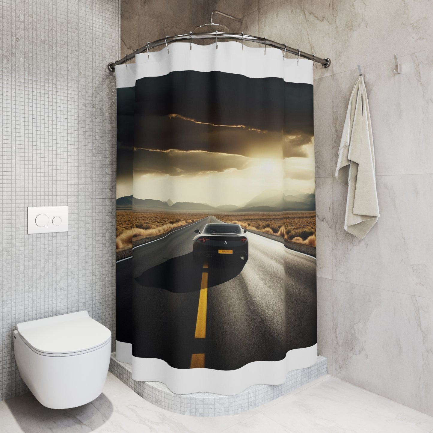 Polyester Shower Curtain Ferrari Road 1