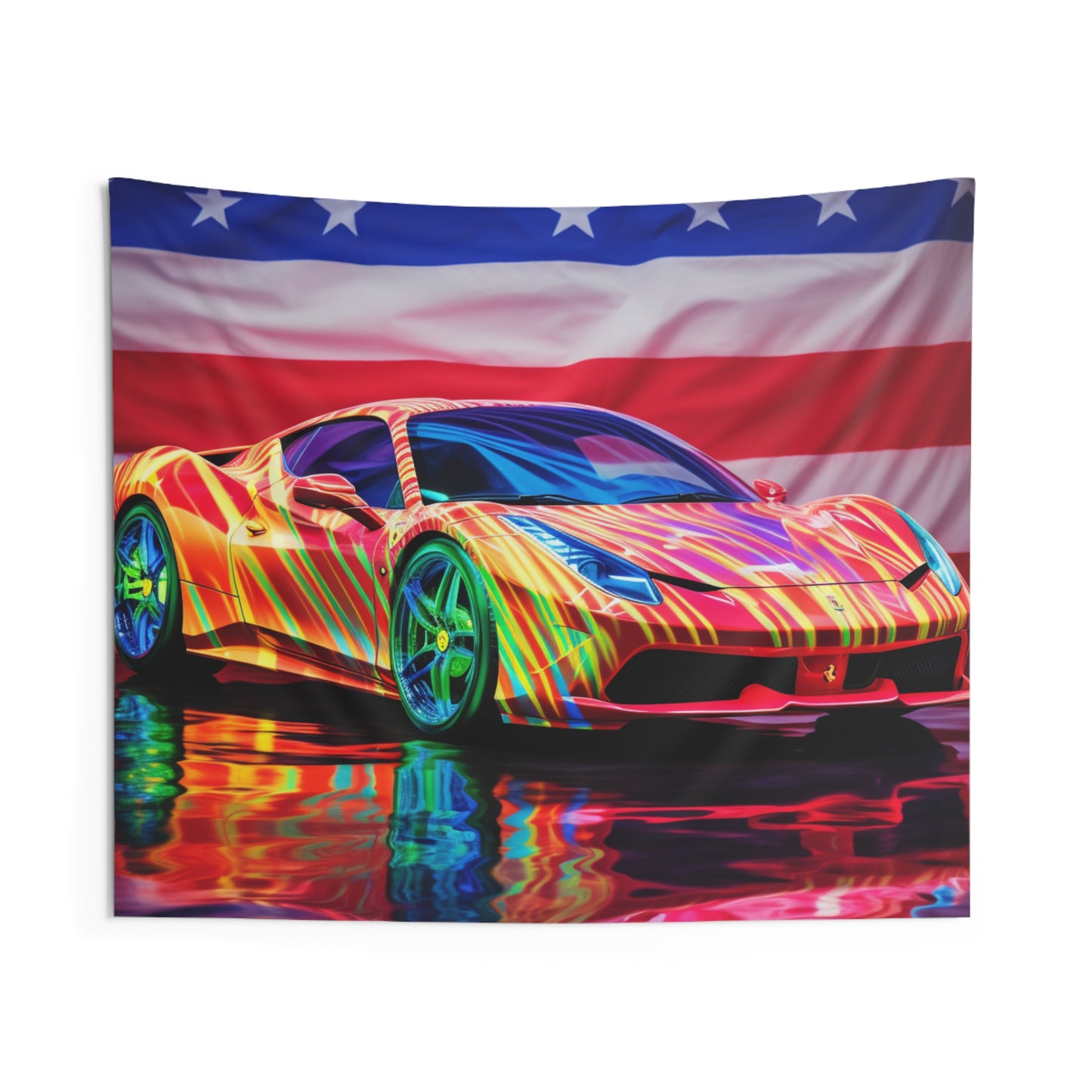 Indoor Wall Tapestries Hyper Colorfull Ferrari 4