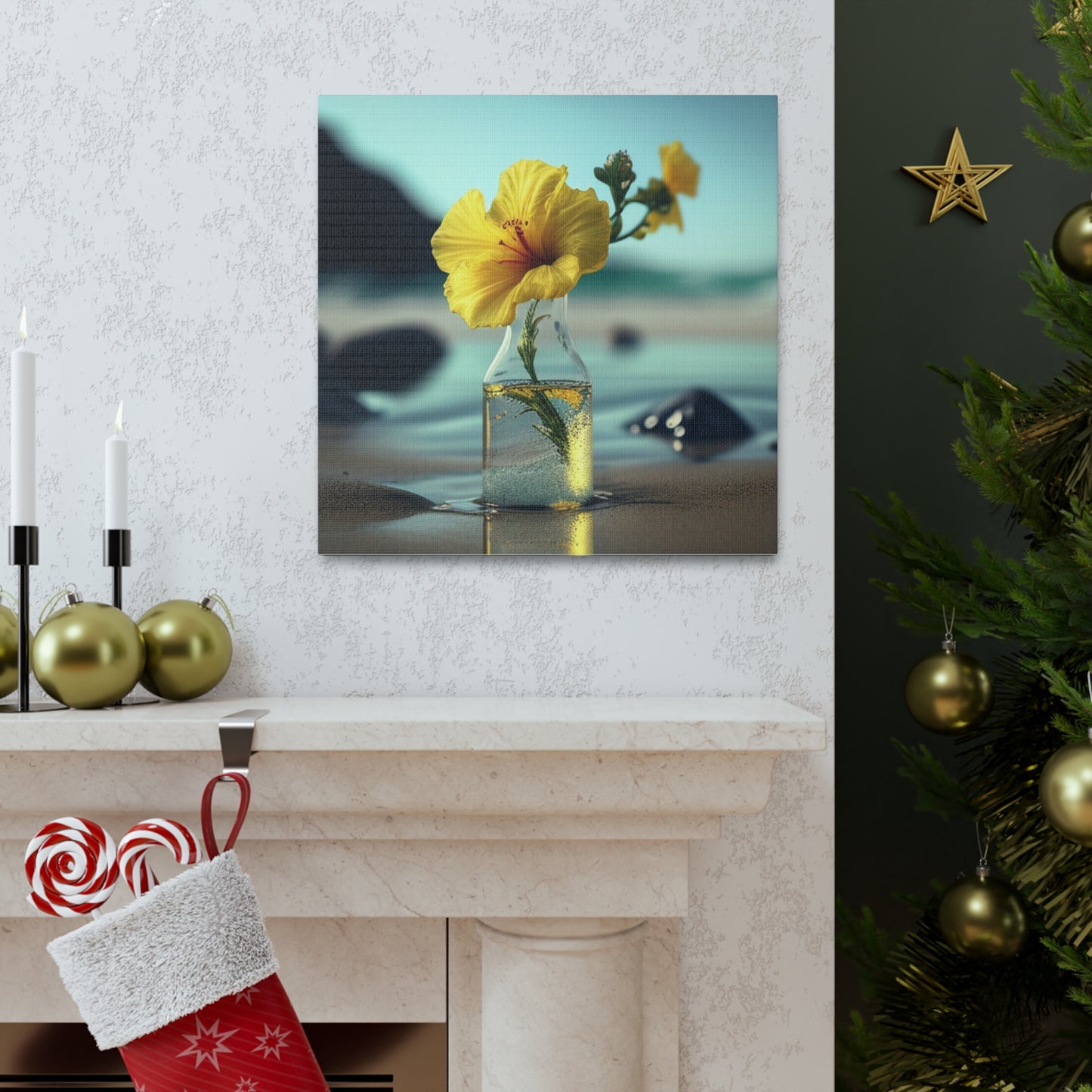 Canvas Gallery Wraps Yellow Hibiscus glass 3
