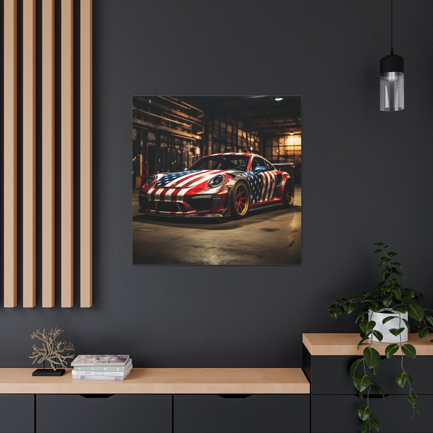 Canvas Gallery Wraps American Flag Porsche 4