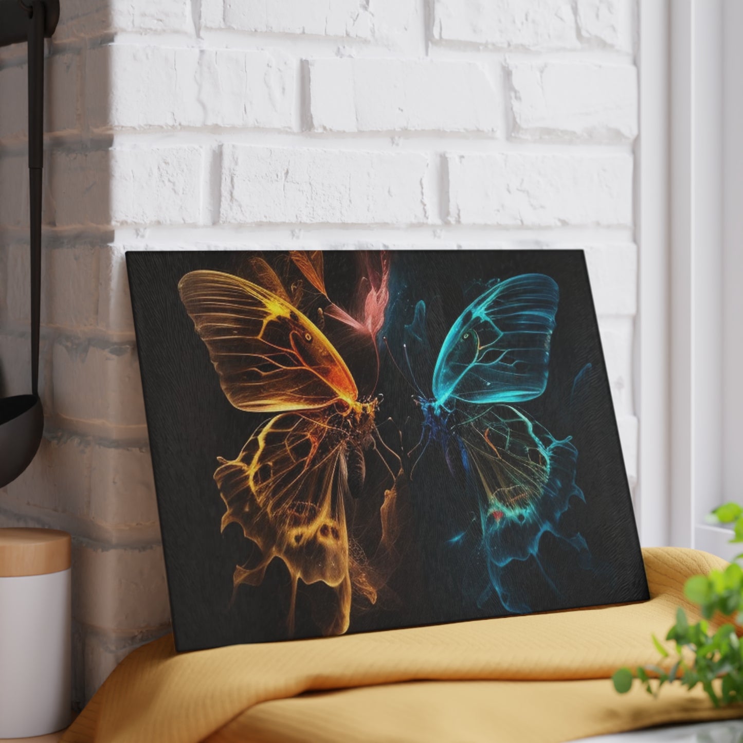 Glass Cutting Board Kiss Neon Butterfly 4