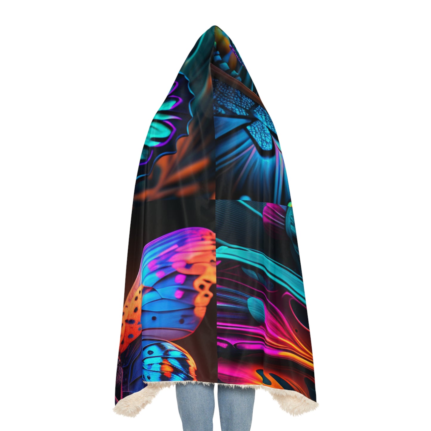 Snuggle Hooded Blanket Neon Butterfly Macro 5