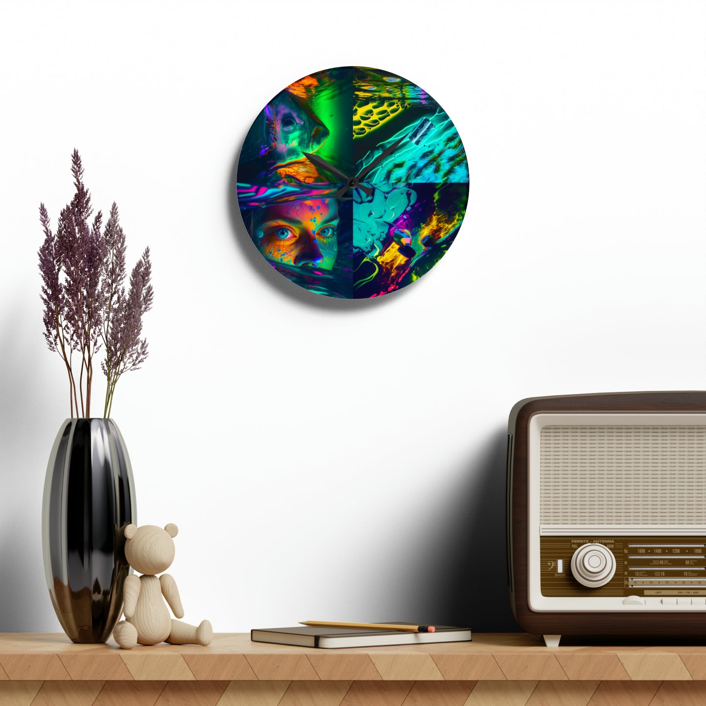 Acrylic Wall Clock Florescent Glow 5