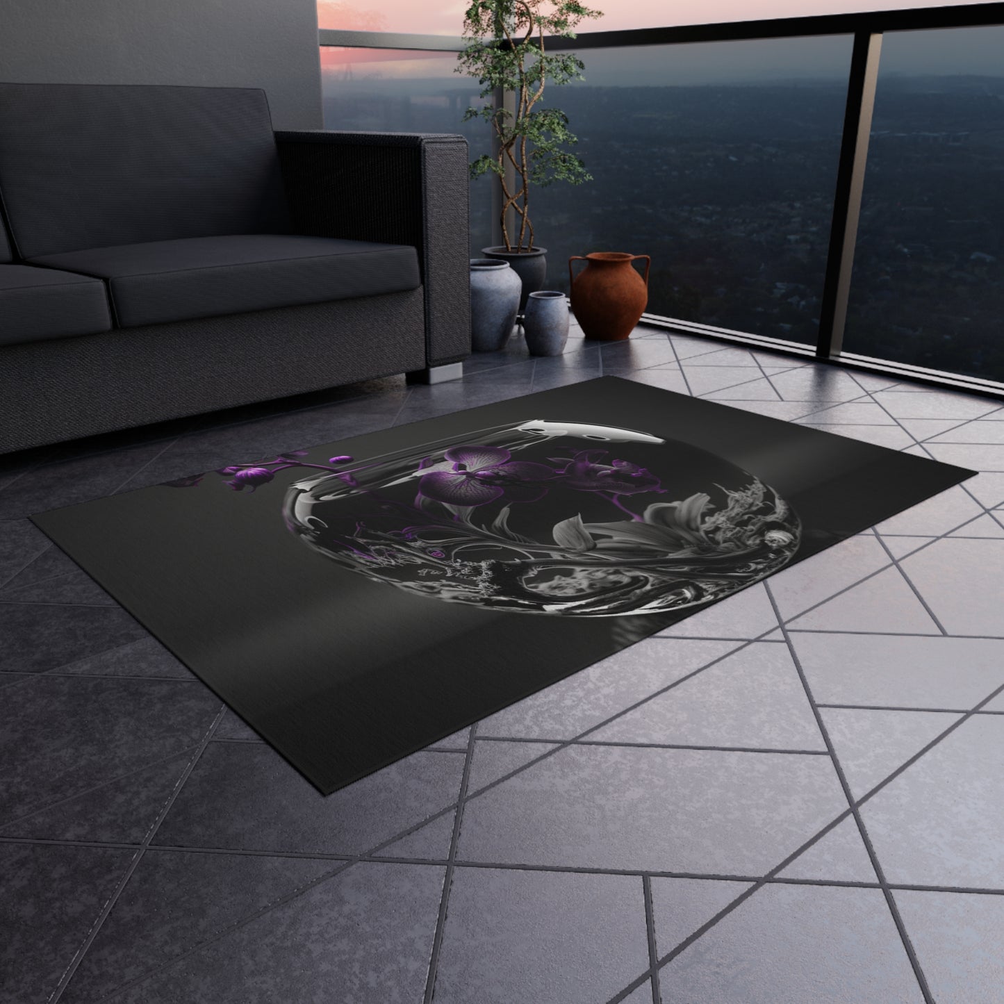 Outdoor Rug  Purple Orchid Glass vase 3