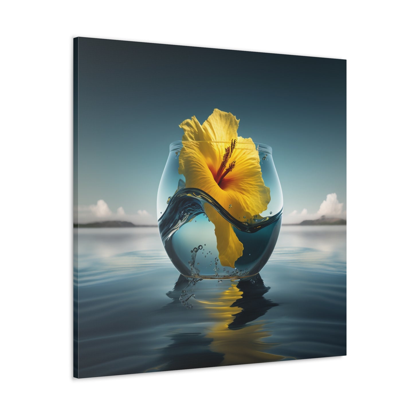 Canvas Gallery Wraps Yellow Hibiscus glass 4