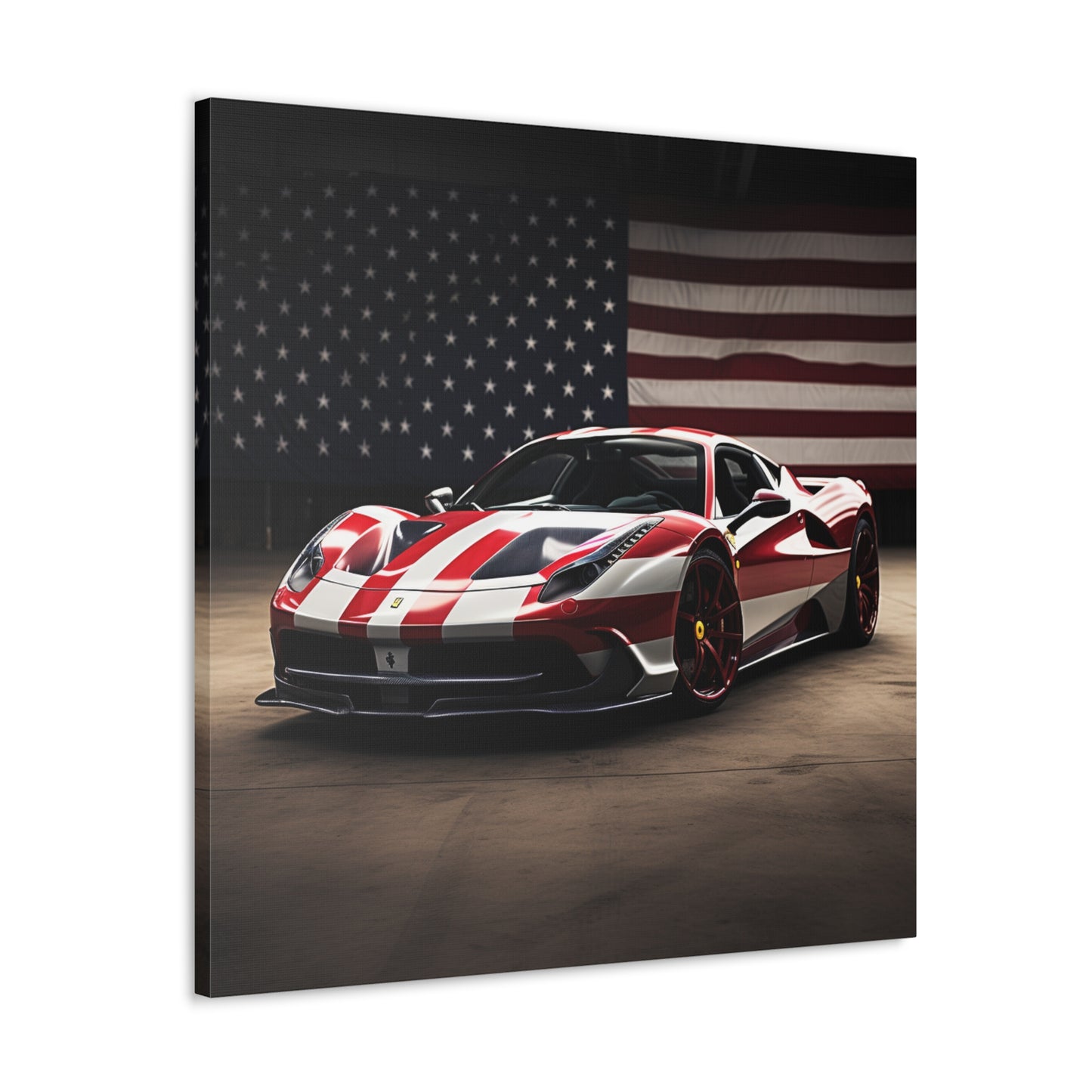 Canvas Gallery Wraps American Flag Background Ferrari 2