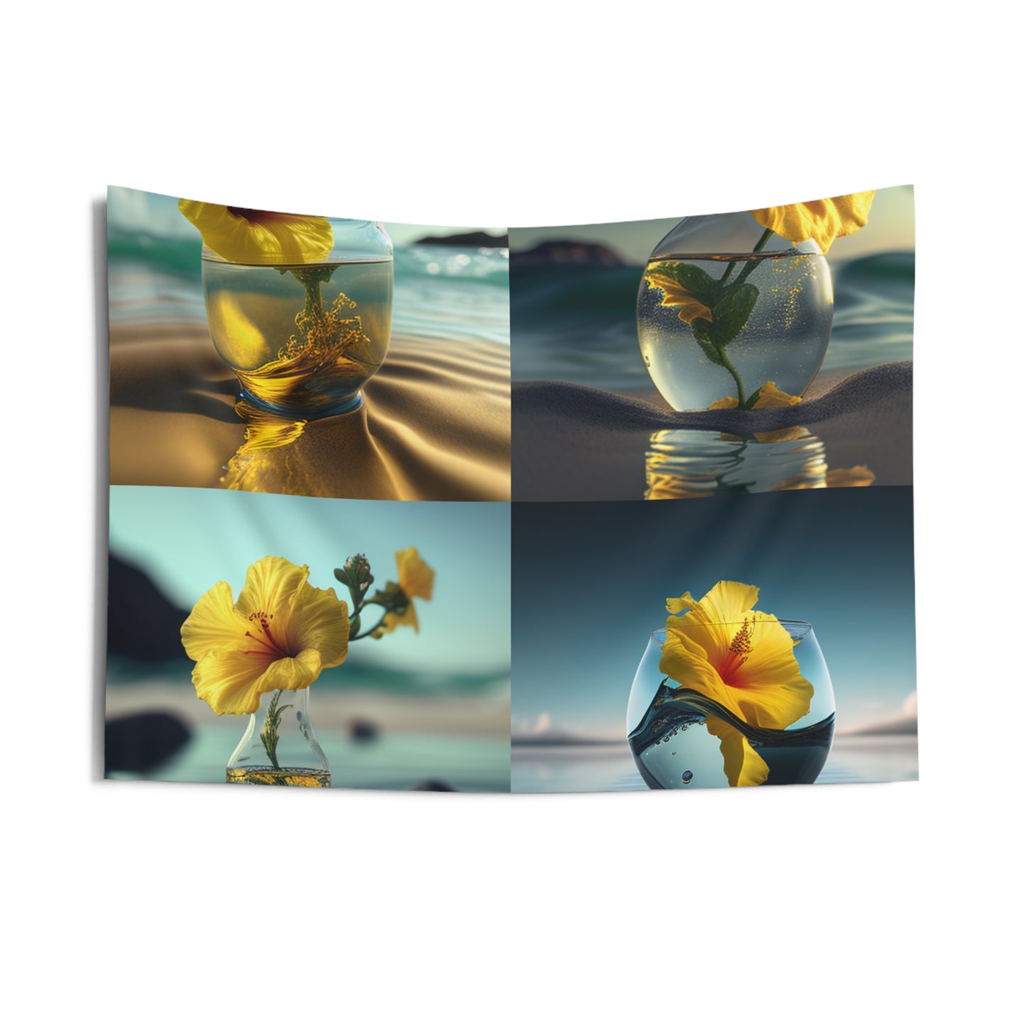 Indoor Wall Tapestries Yellow Hibiscus glass 5