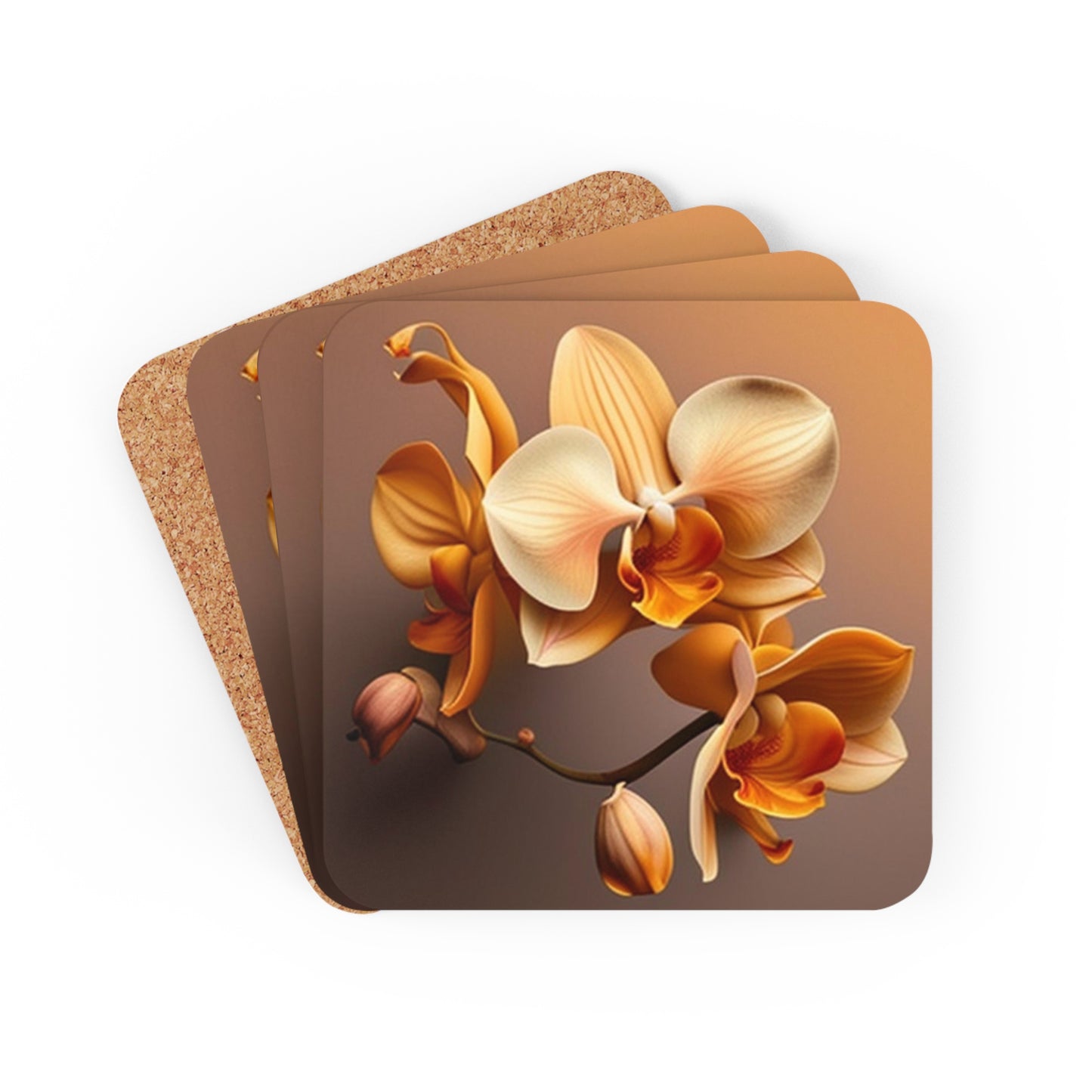 Corkwood Coaster Set orchid pedals 2