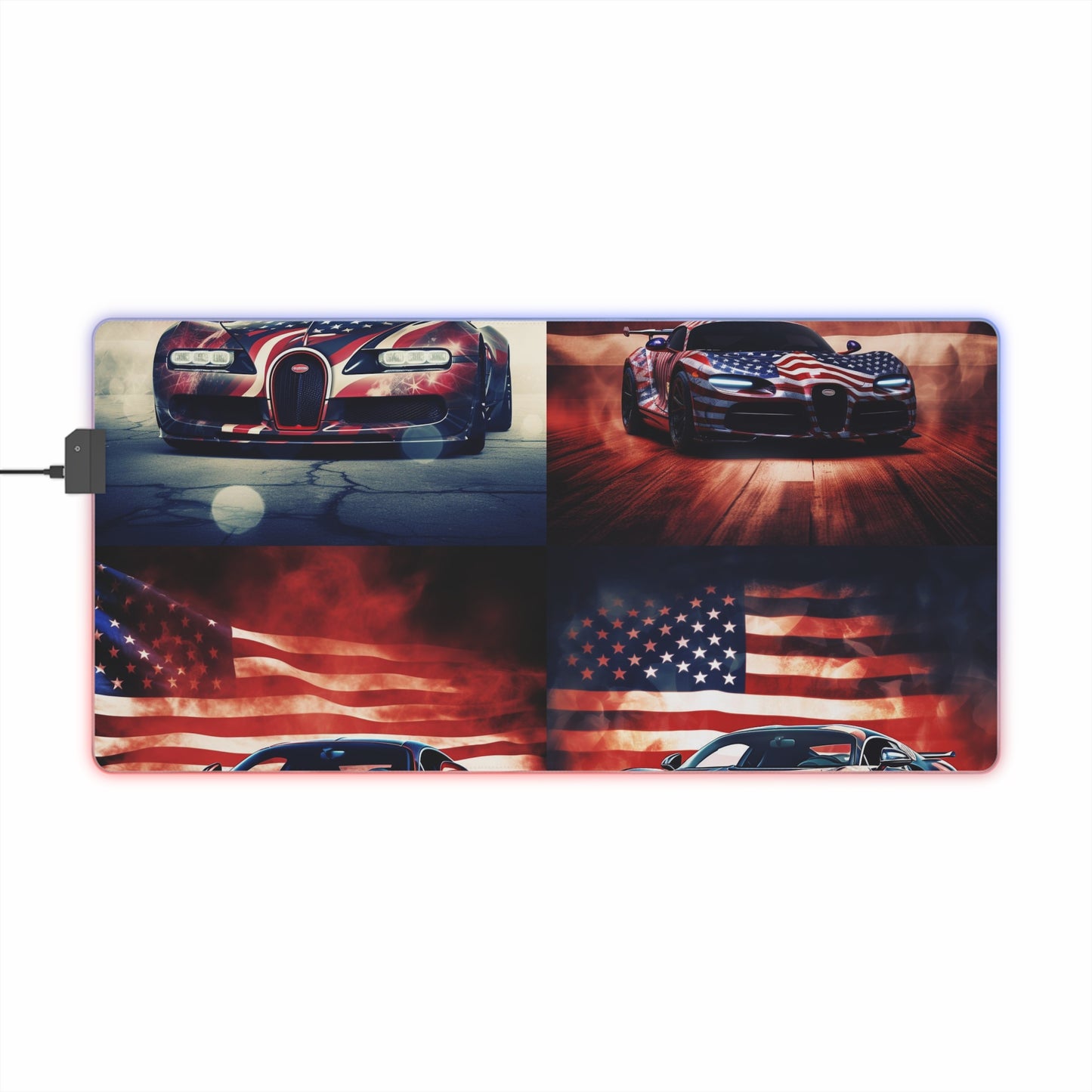 LED Gaming Mouse Pad Abstract American Flag Background Bugatti 5