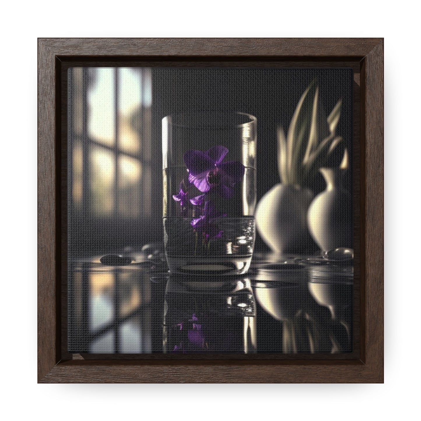 Gallery Canvas Wraps, Square Frame Purple Orchid Glass vase 4