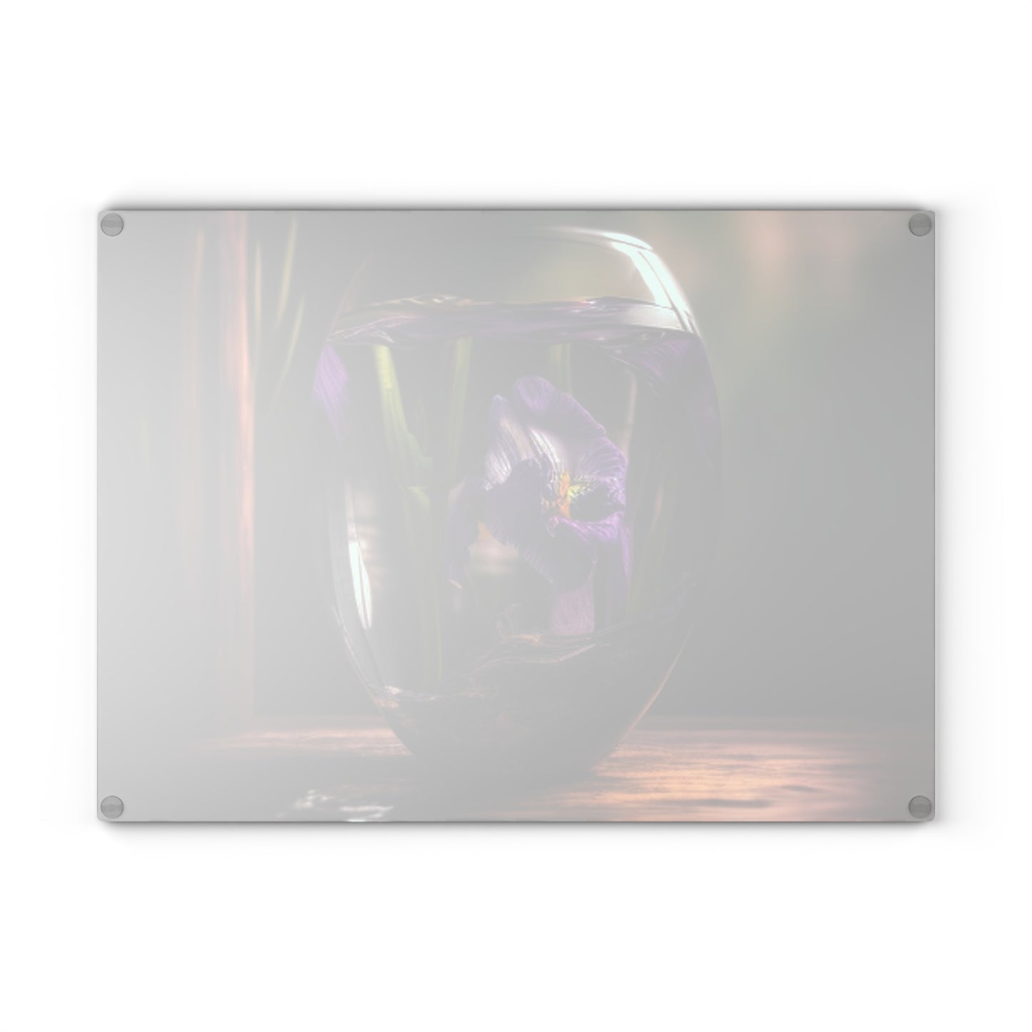 Glass Cutting Board Purple Iris in a vase 4