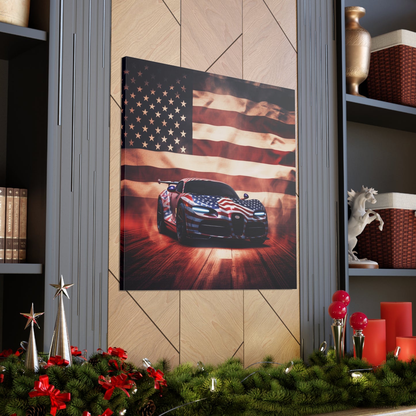 Canvas Gallery Wraps Abstract American Flag Background Bugatti 2