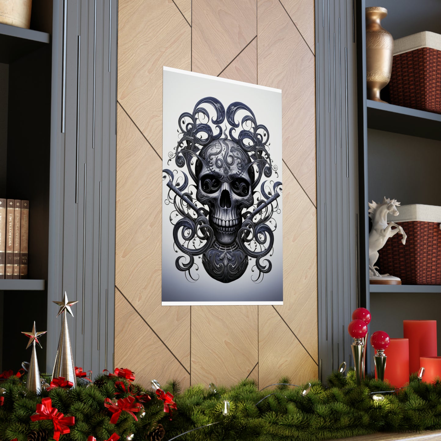 Premium Matte Vertical Posters Skull Treble Clef 1