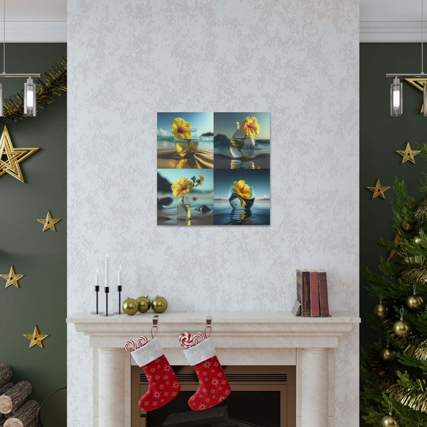Canvas Gallery Wraps Yellow Hibiscus glass 5