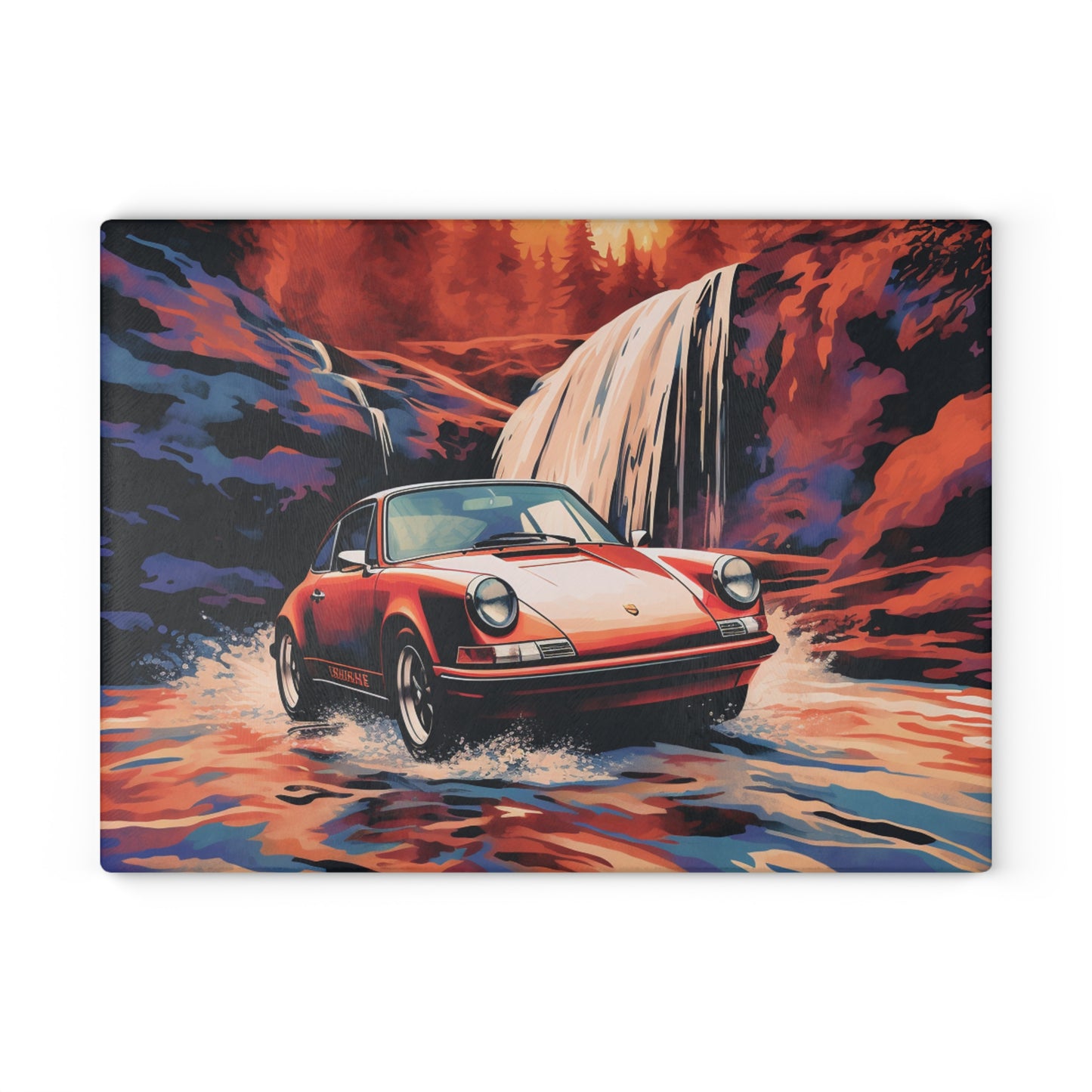 Glass Cutting Board American Flag Porsche Abstract 4