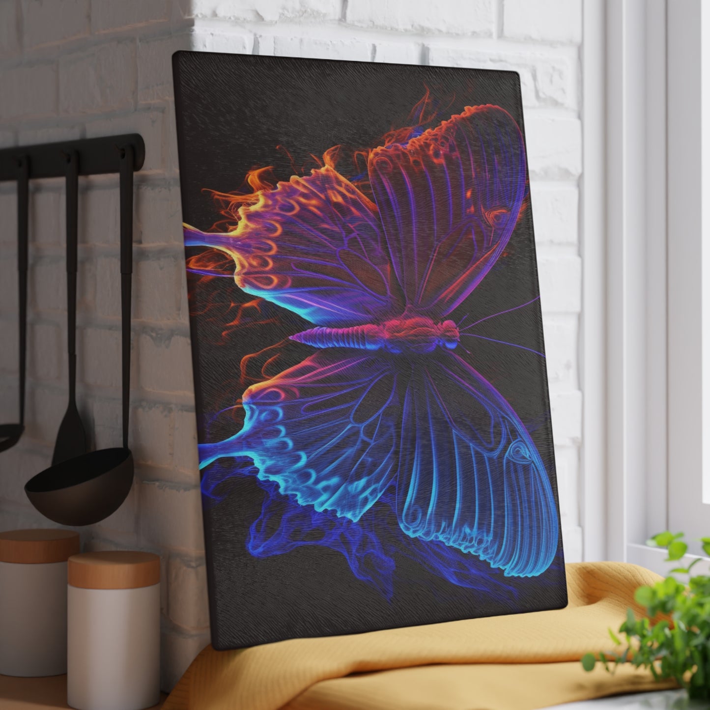 Glass Cutting Board Thermal Butterfly 1