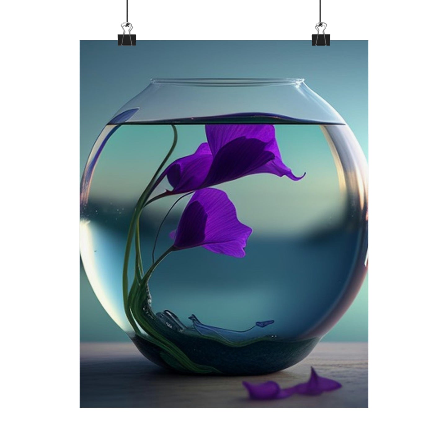 Premium Matte Vertical Posters Purple Sweet pea in a vase 2