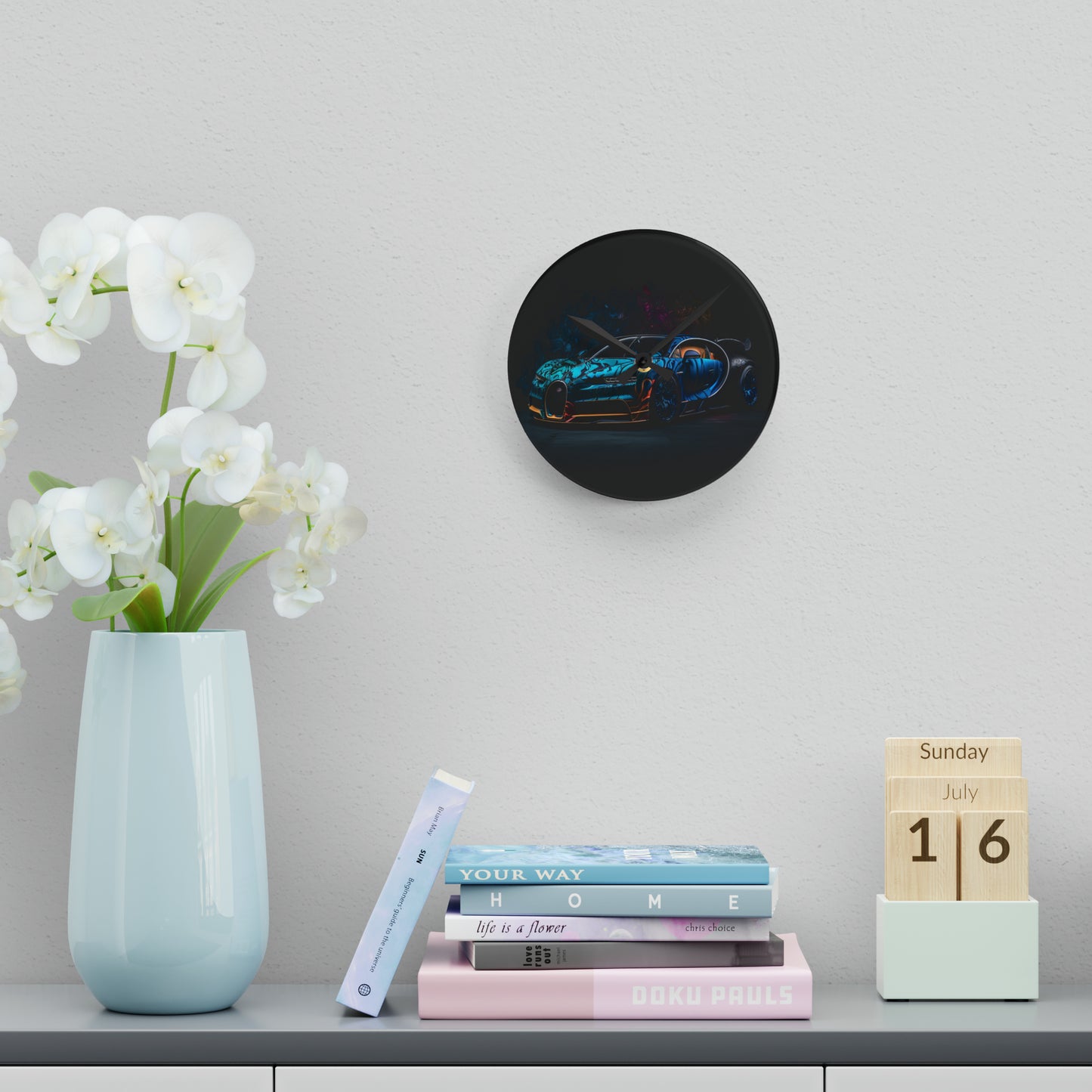 Acrylic Wall Clock Bugatti Blue 3