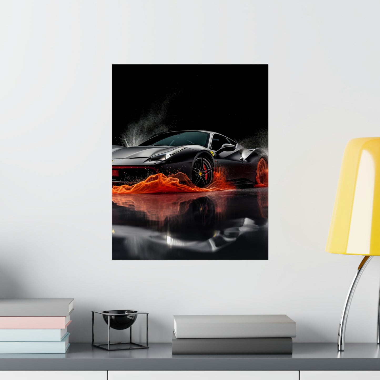 Premium Matte Vertical Posters Ferrari Water Splash 3