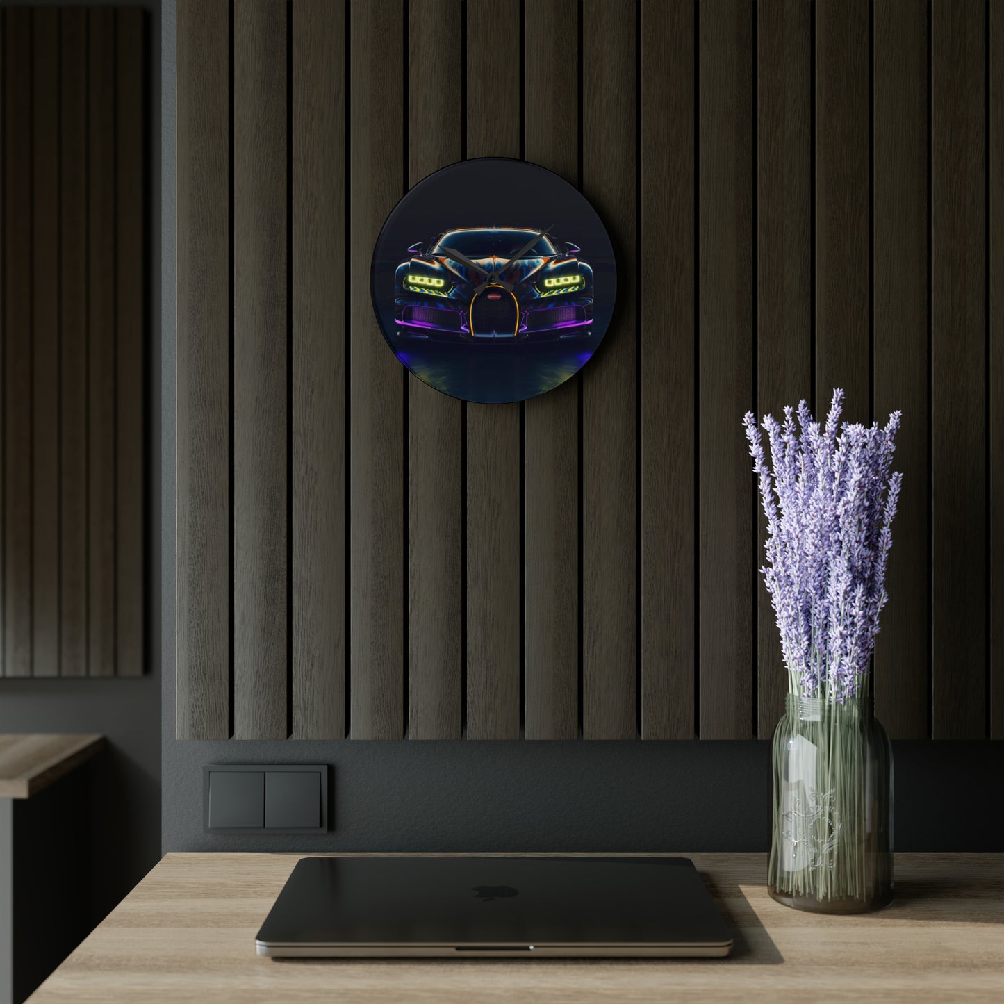 Acrylic Wall Clock Hyper Bugatti Chiron 3
