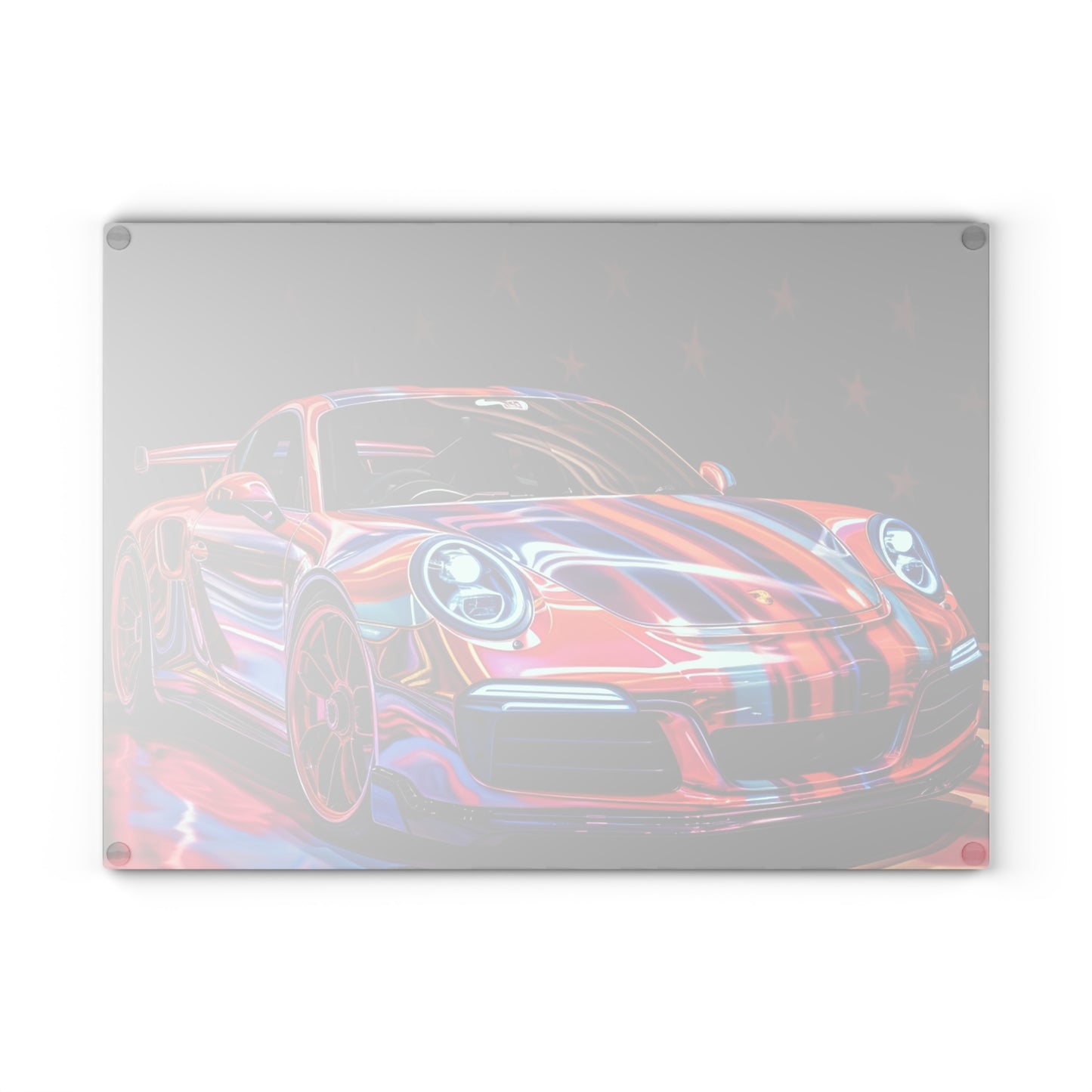 Glass Cutting Board American Flag Colored Porsche 4