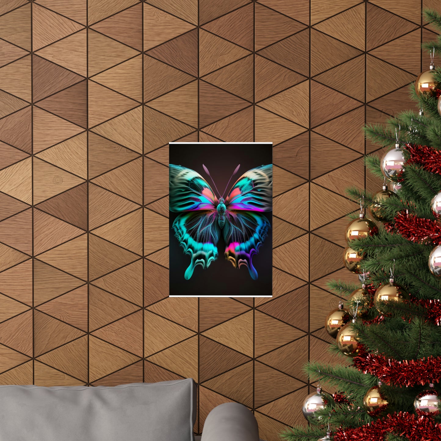 Premium Matte Vertical Posters Neon Butterfly Fusion 3