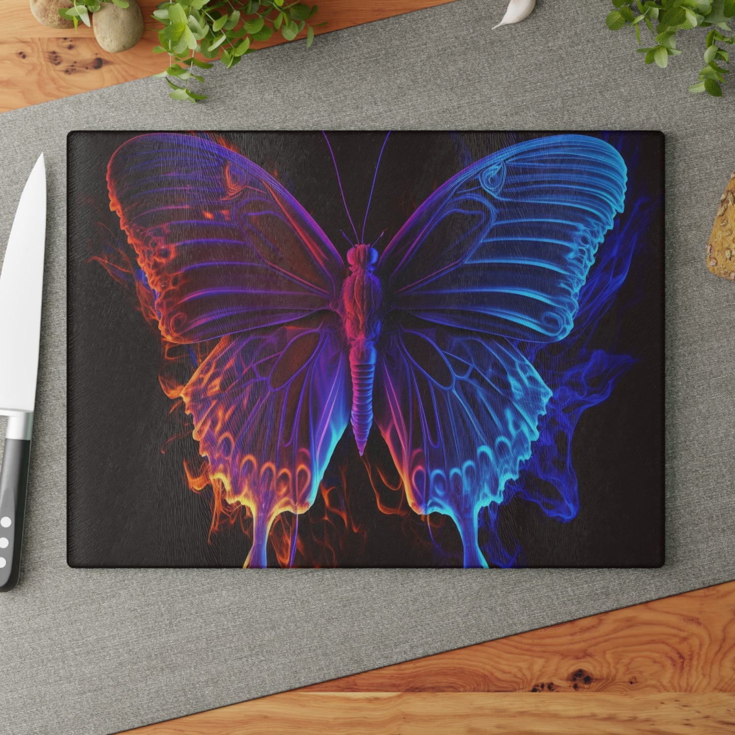 Glass Cutting Board Thermal Butterfly 1