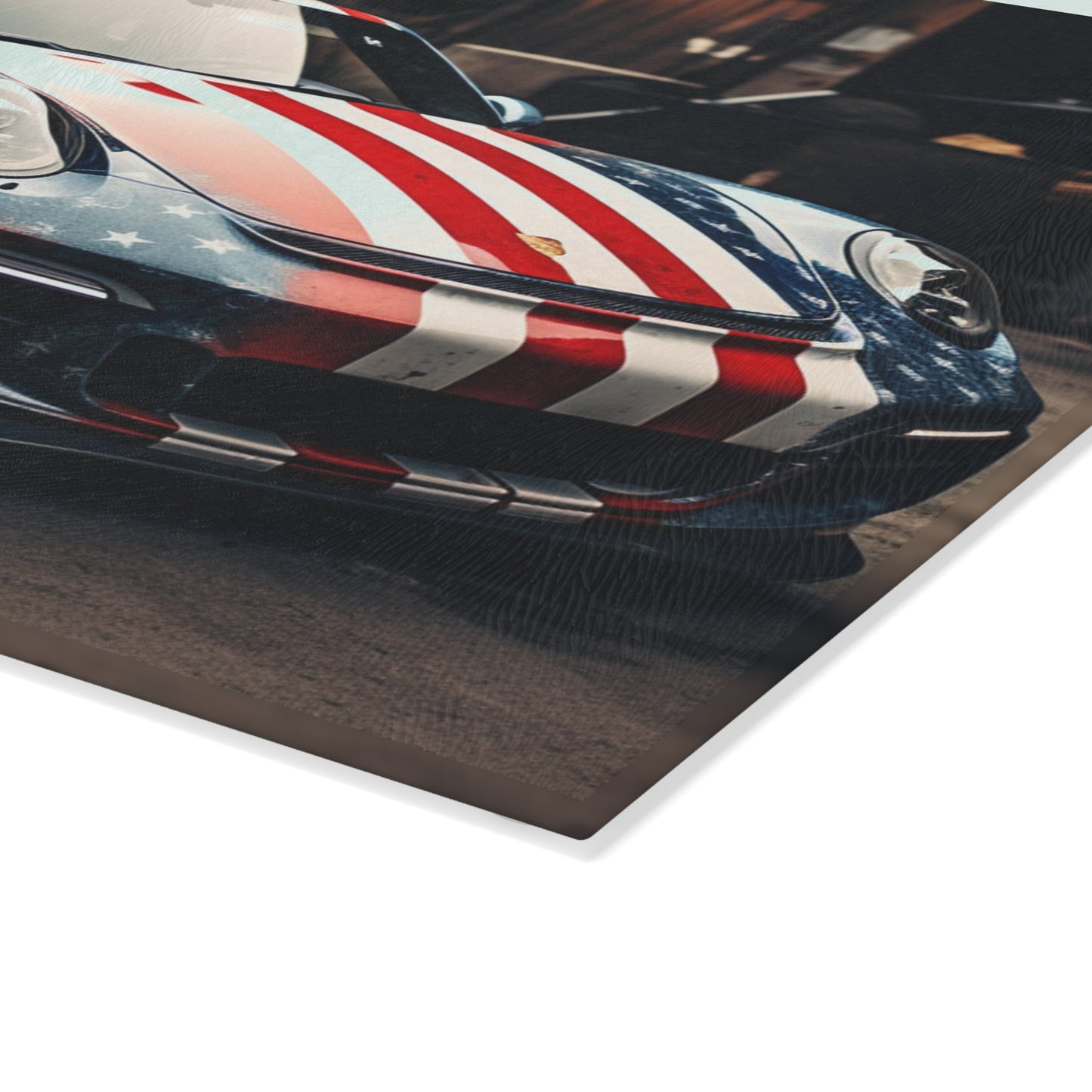 Glass Cutting Board American Flag Porsche 3