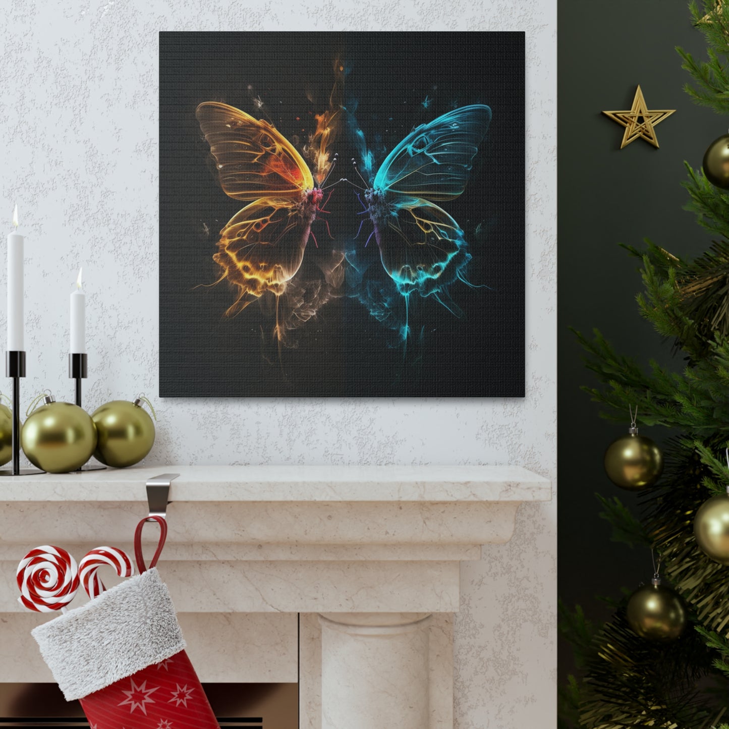 Canvas Gallery Wraps Kiss Neon Butterfly 7