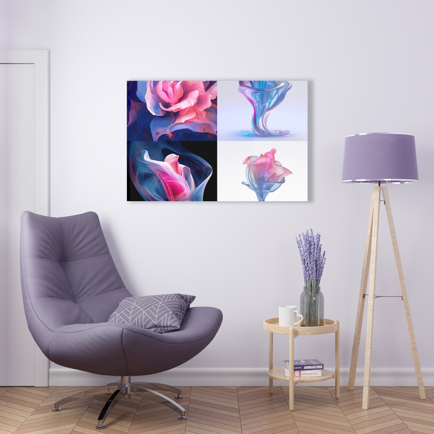 Acrylic Prints Pink & Blue Tulip Rose 5