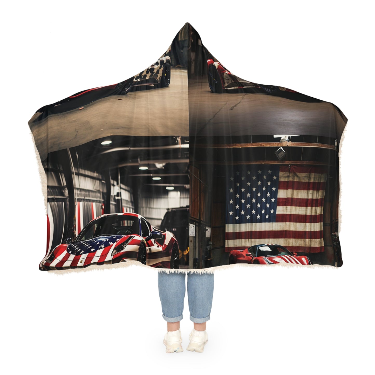 Snuggle Hooded Blanket American Flag Farrari 5