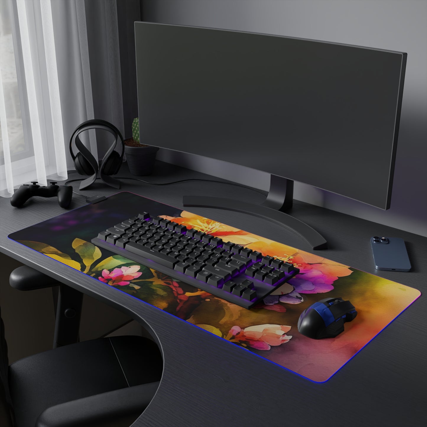 LED Gaming Mouse Pad Bright Spring Flowers 2