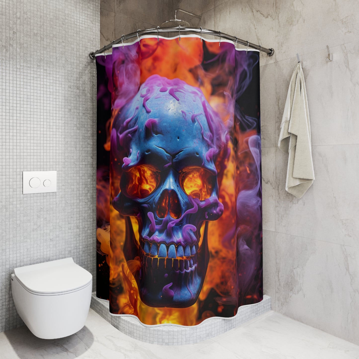 Polyester Shower Curtain Macro Skull 3
