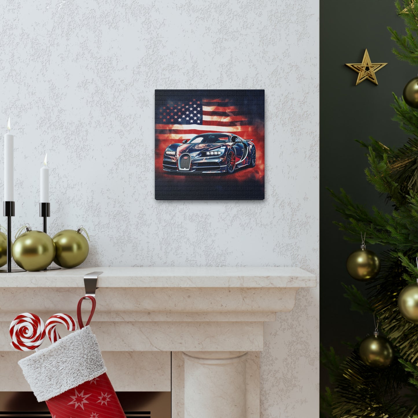 Canvas Gallery Wraps Abstract American Flag Background Bugatti 4