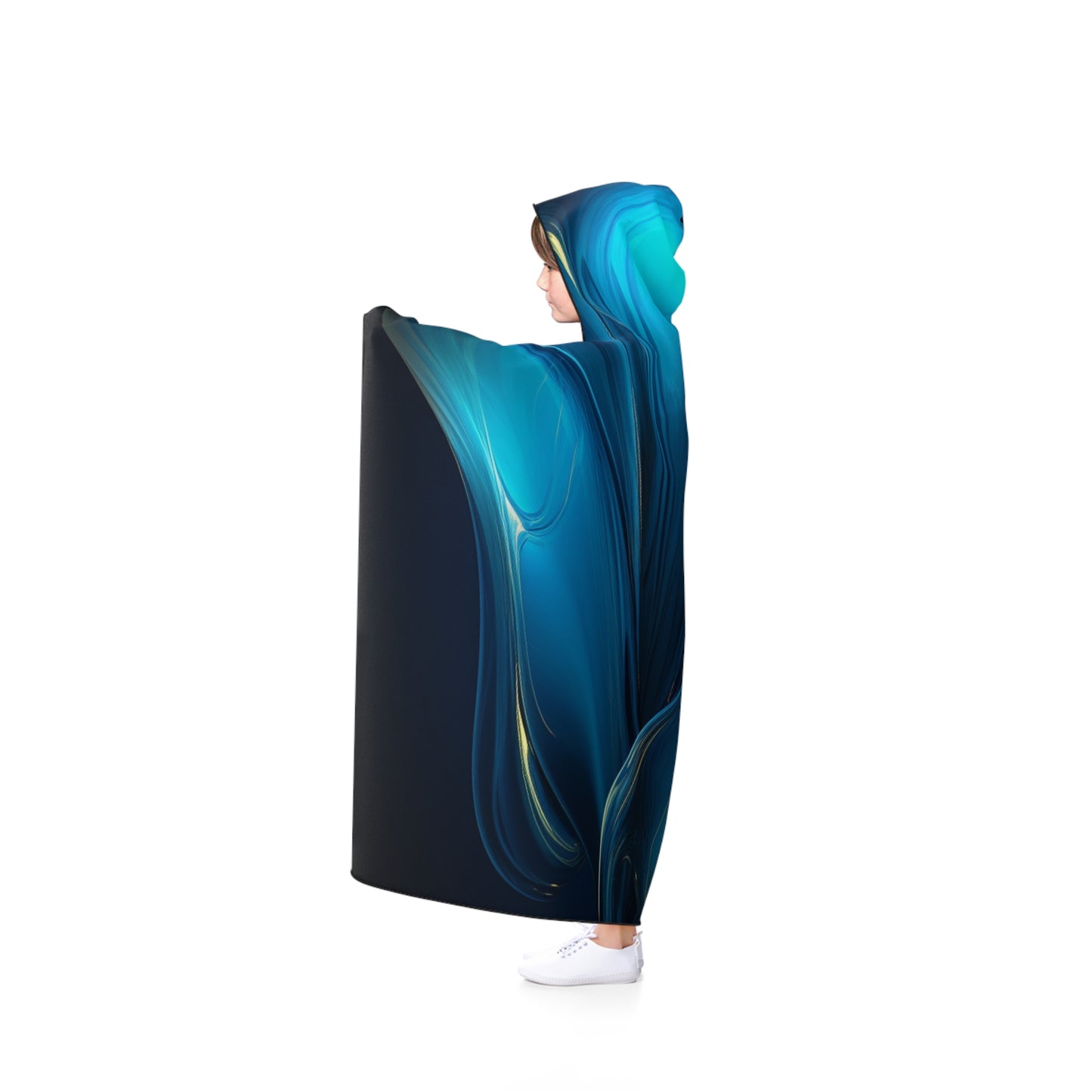Hooded Blanket Abstract Blue Tulip 2