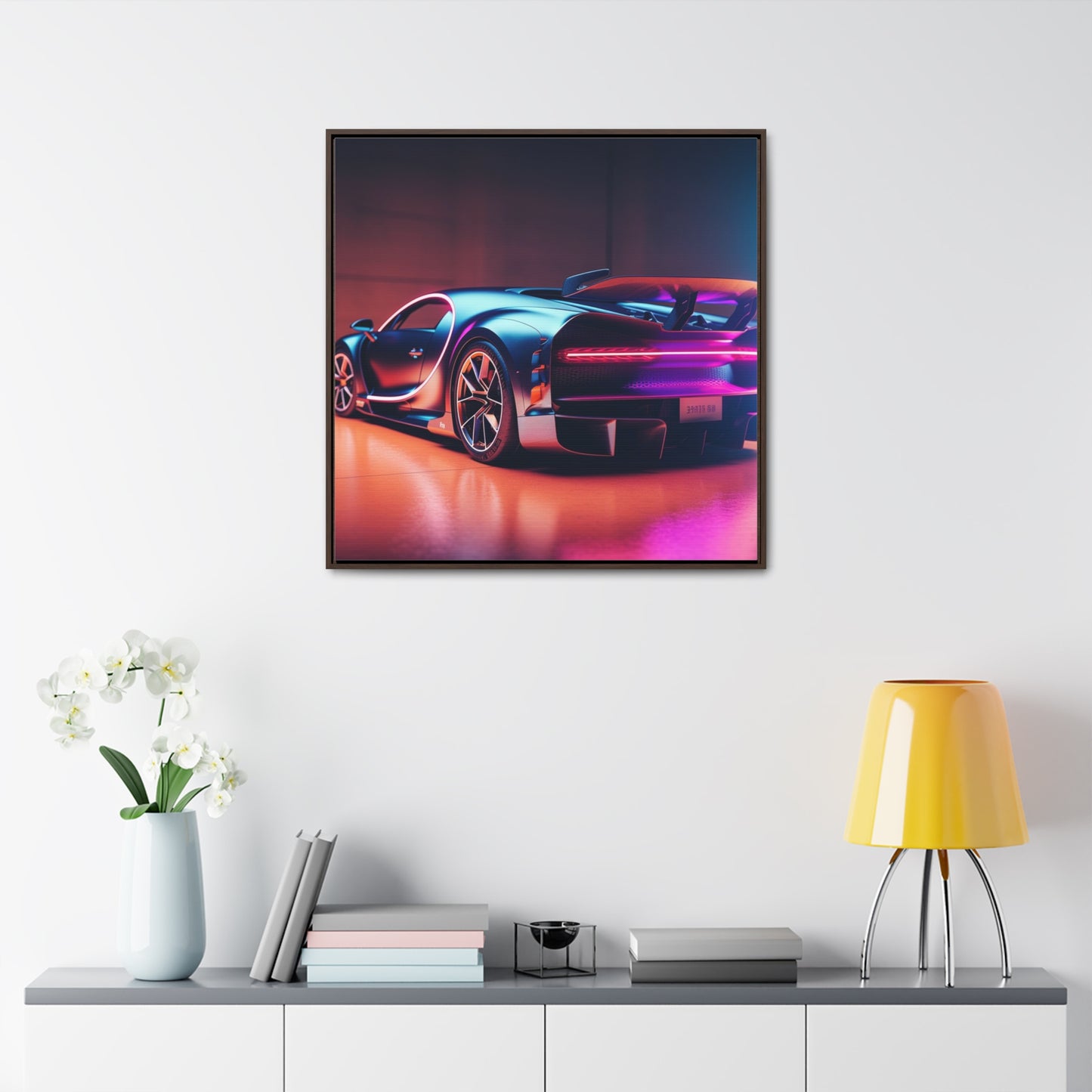 Gallery Canvas Wraps, Square Frame Hyper Bugatti Neon Chiron 2