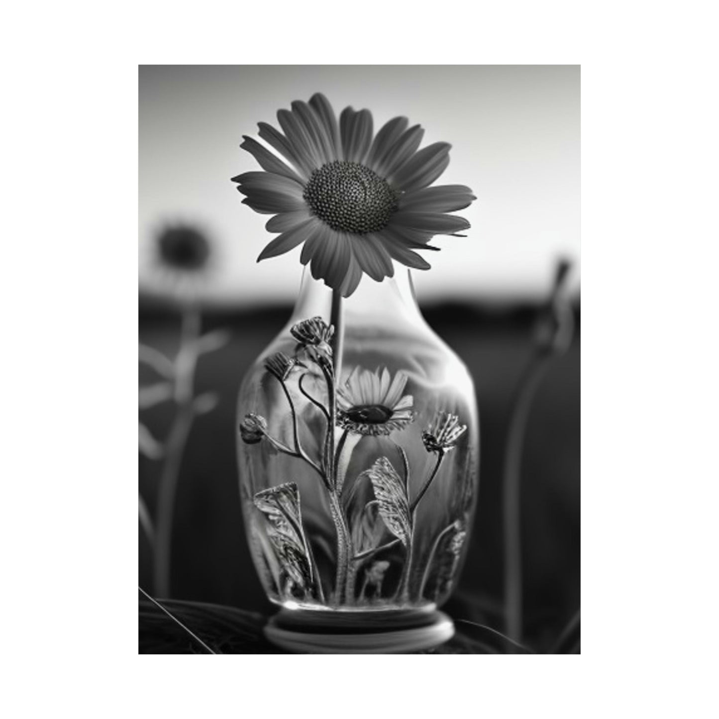 Premium Matte Vertical Posters Yellw Sunflower in a vase 2