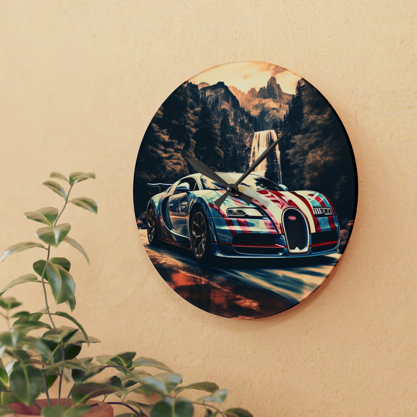 Acrylic Wall Clock Bugatti Waterfall 1