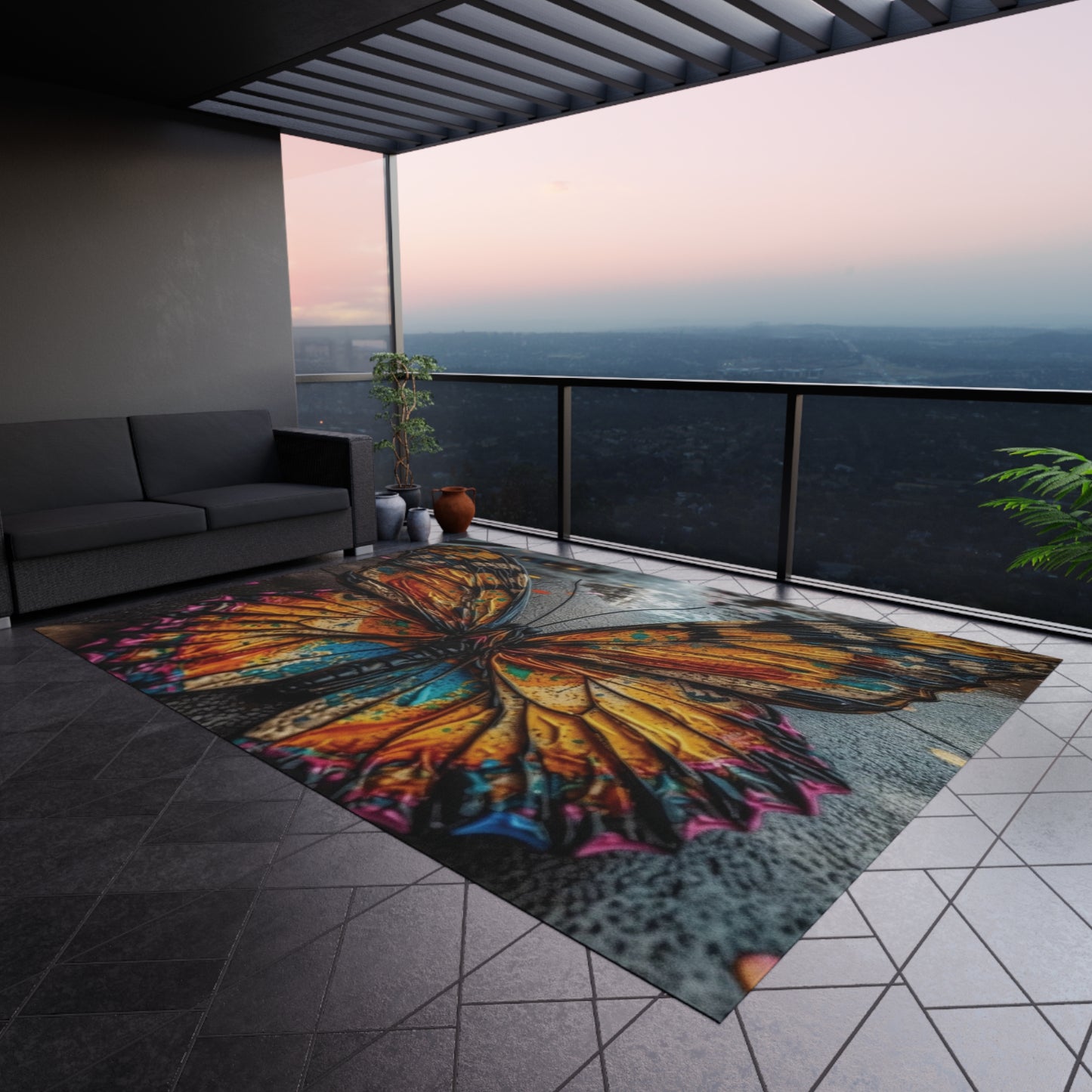 Outdoor Rug  Liquid Street Butterfly 1