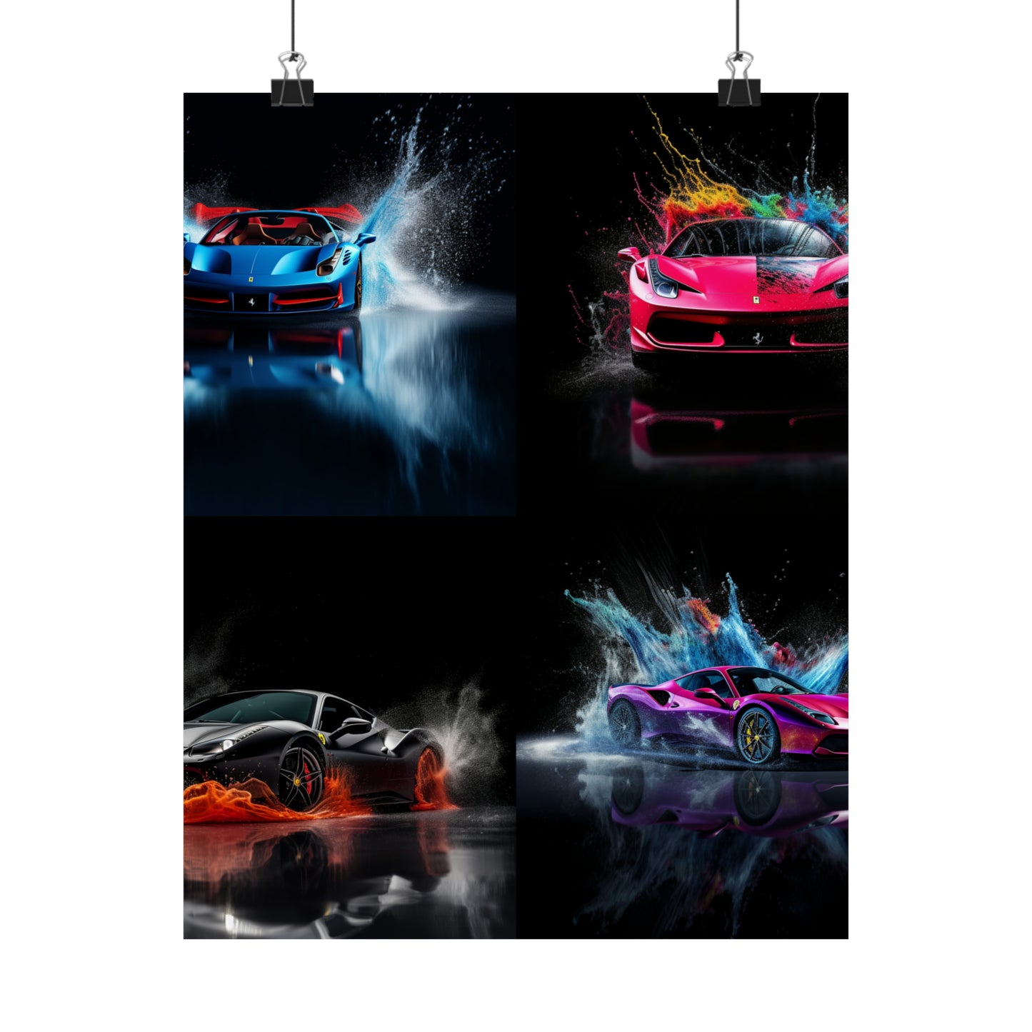 Premium Matte Vertical Posters Ferrari Water Splash 5