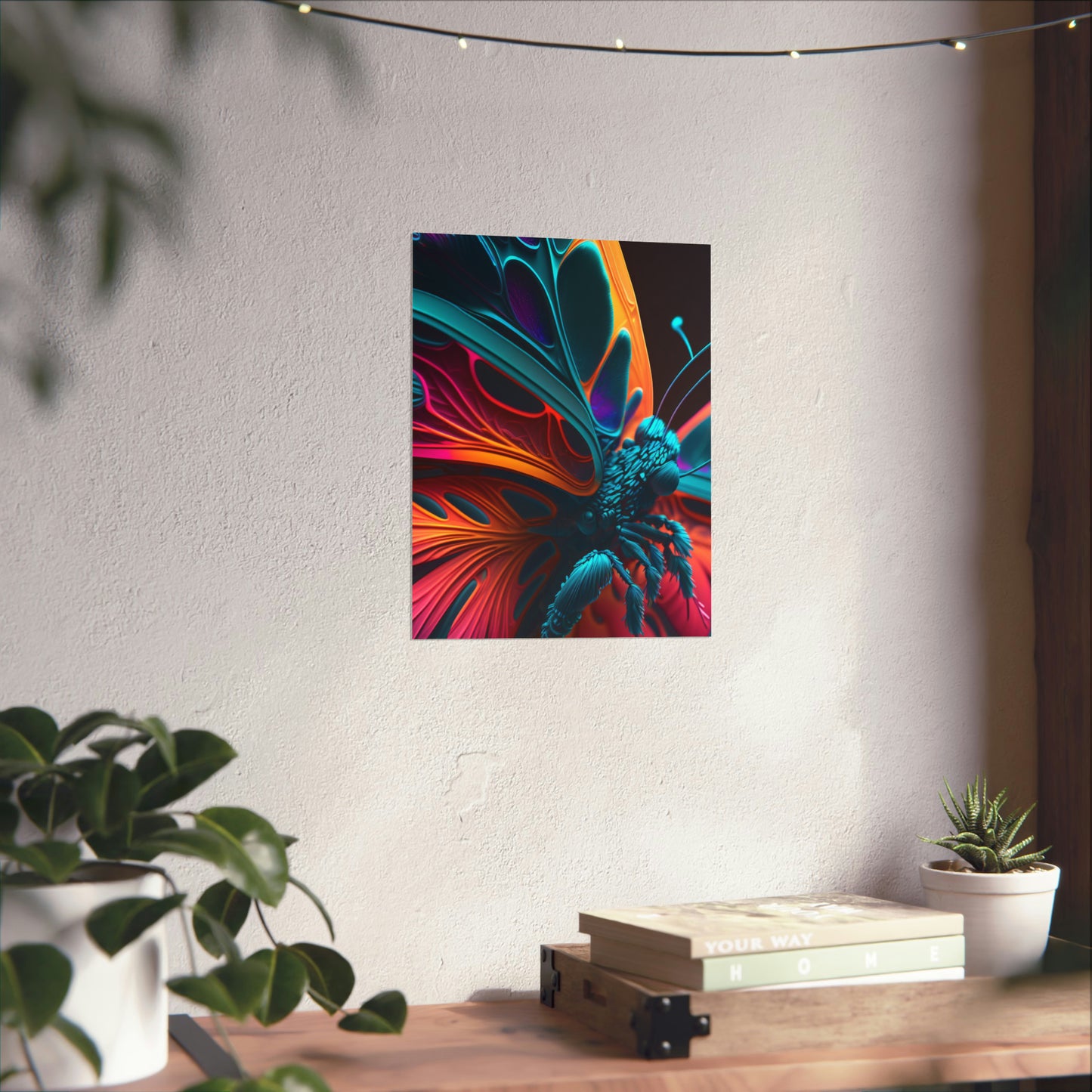 Premium Matte Vertical Posters Neon Butterfly Macro 4