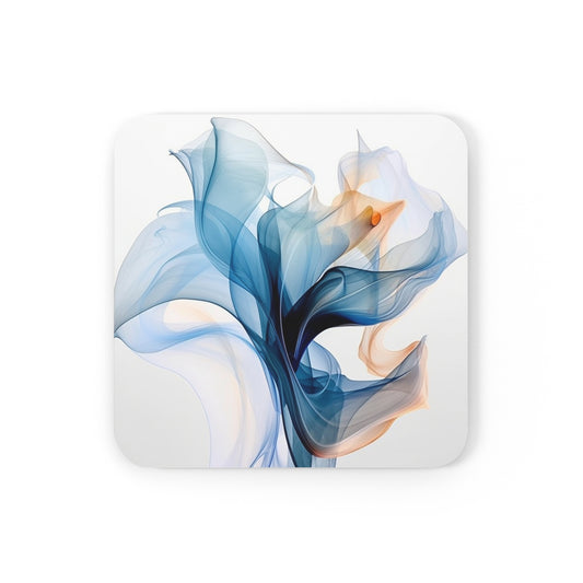 Cork Back Coaster Blue Tluip Abstract 3