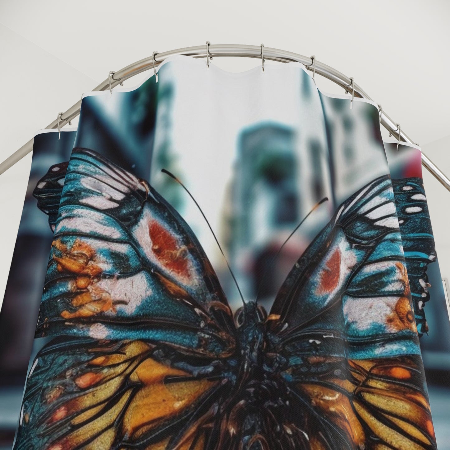 Polyester Shower Curtain Water Butterfly Street 3