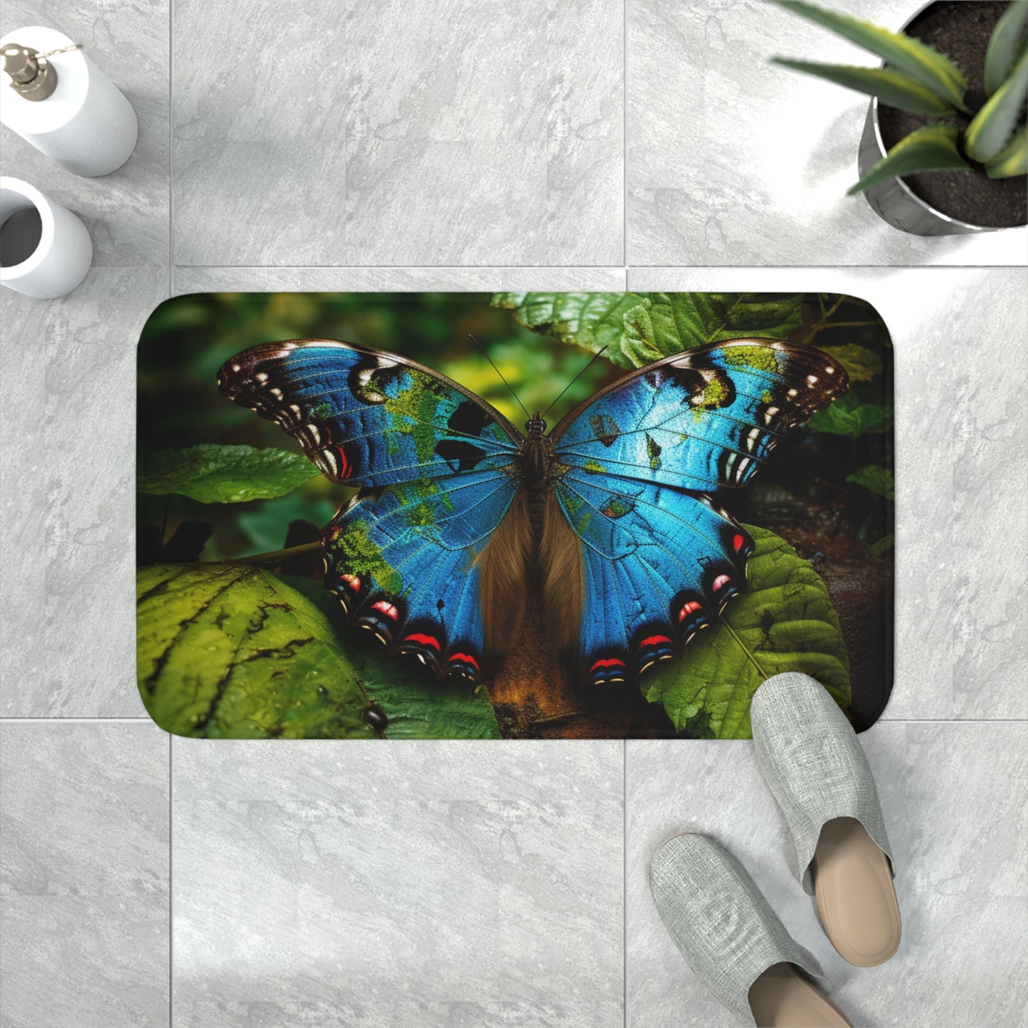 Memory Foam Bath Mat Jungle Butterfly 2